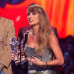 Taylor Swift accepting her award for Video of the Year at the 2024 MTV Video Music Awards