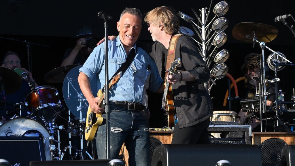 Trey Anastasio and Bruce Springsteen on stage in Asbury Park,NJ