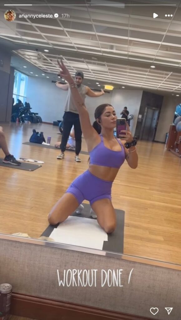 UFC Star Arianny Celeste in Two-Piece Workout Gear Says "Workout Done"