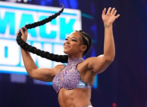 WWE's Bianca Belair in Two-Piece Workout Gear Flexes Her Bicep