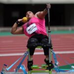 Gloria Zarza Guadarrama of Mexico competes in the Women's Shot Put F54 Final