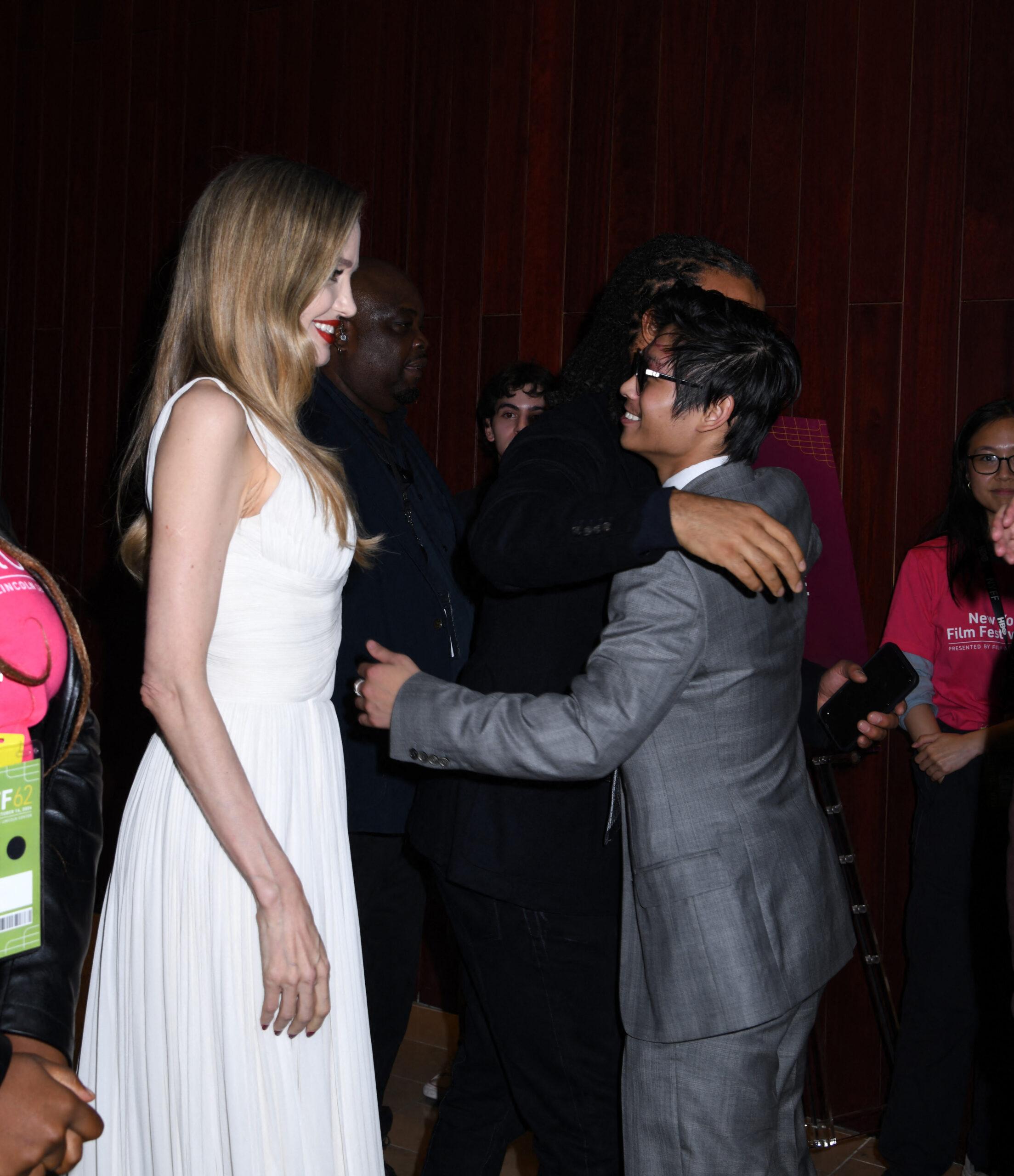 Angelina Jolie and son Pax at the "Maria" premier during New York Film Festival