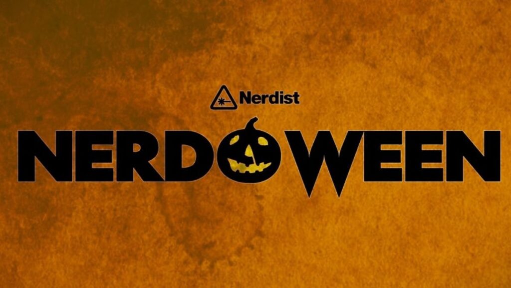 Nerdist Nerdoween logo with orange background and black letters