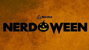 Nerdist Nerdoween logo with orange background and black letters