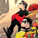 The Robins, Dick Grayson, Jason Todd, Tim Drake, and Damian Wayne.