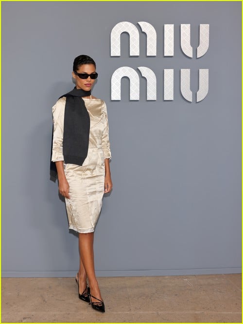 Tina Kunakey at the Miu Miu show