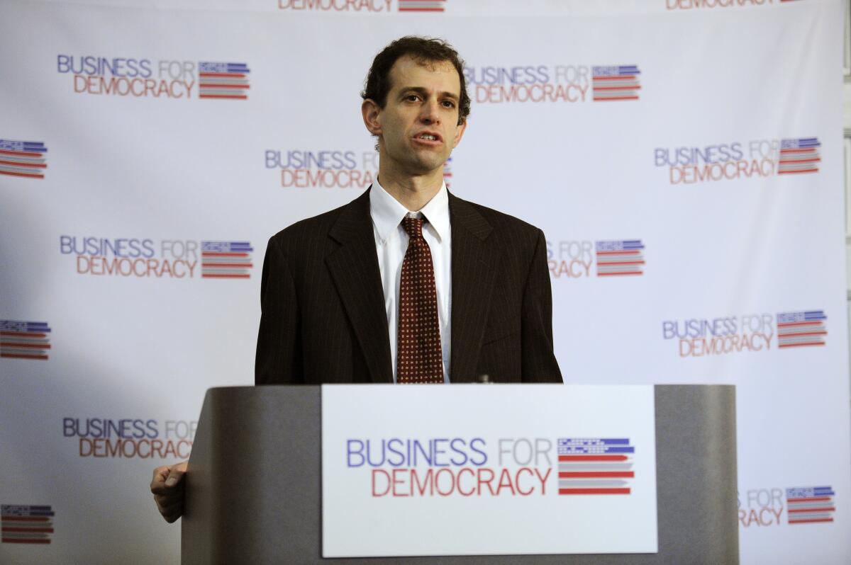 Robert Weissman, Executive Director of the Public Citizen, speaks at a press conferenc