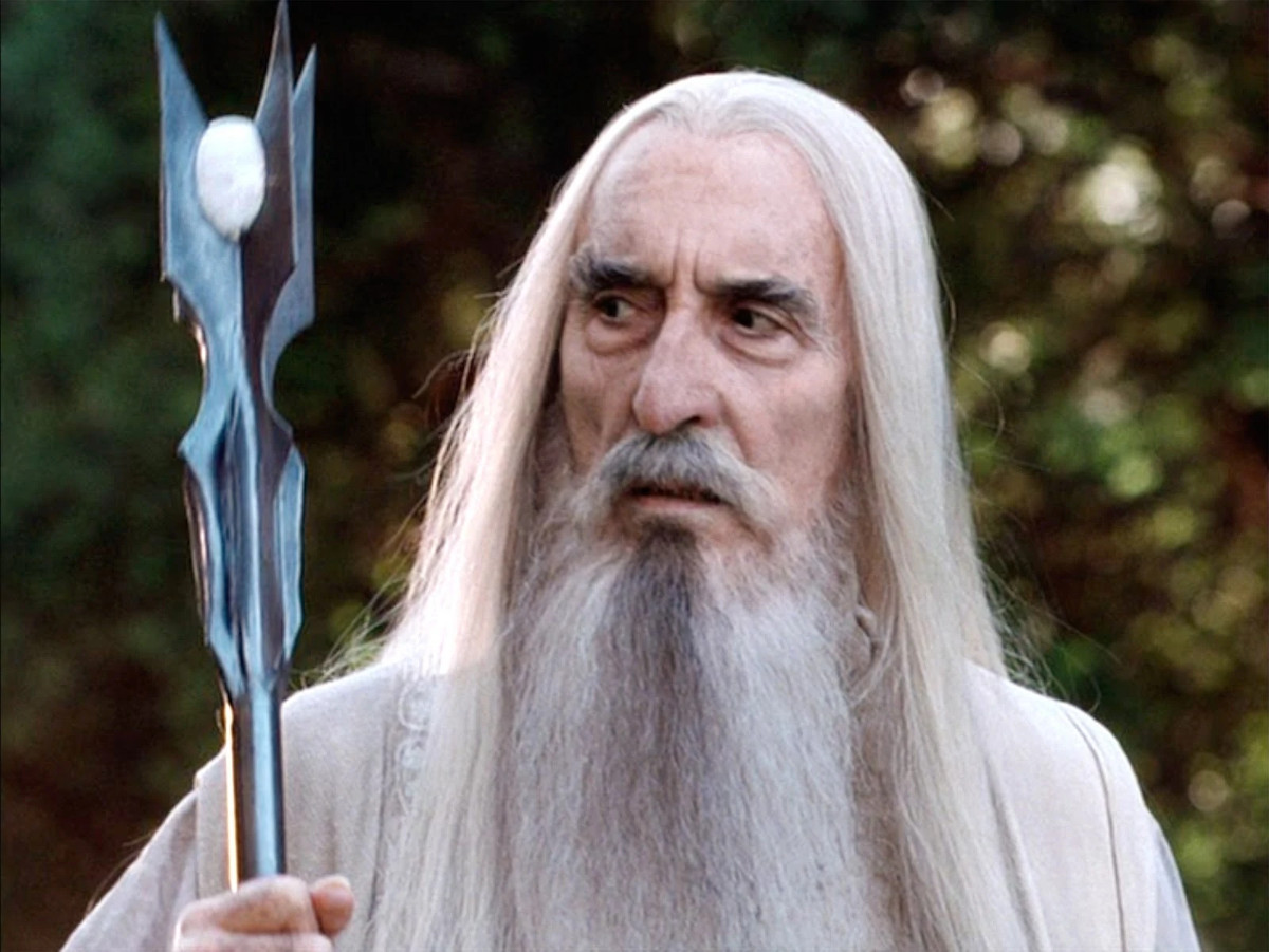 Saruman side-eying in The Lord of the Rings trilogy