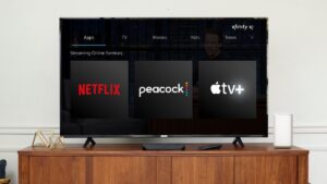 Television with Netflix, Peacock, and AppleTV icons.