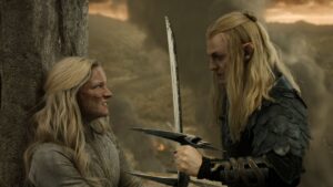 sauron and galadriel battle in rings of power season two finale lord of the rings