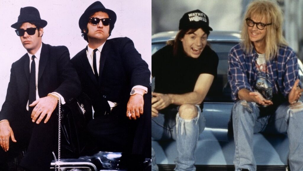 split images from wayne's world and blues brothers saturday night live movies