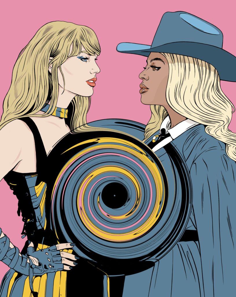 Taylor Swift and Beyonce for Envelope Grammy issue.