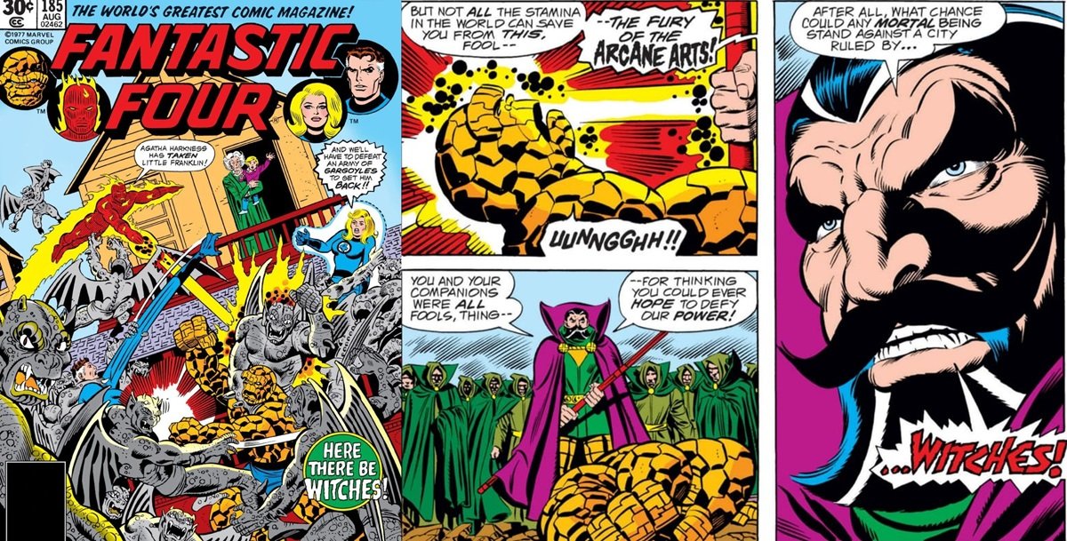 The first appearance of Nicholas Scratch in Fantastic Four #185 from 1977.