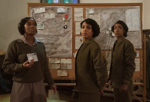 Milauna Jackson, Kerry Washington and Ebony Obsidian in 'The Six Triple Eight'