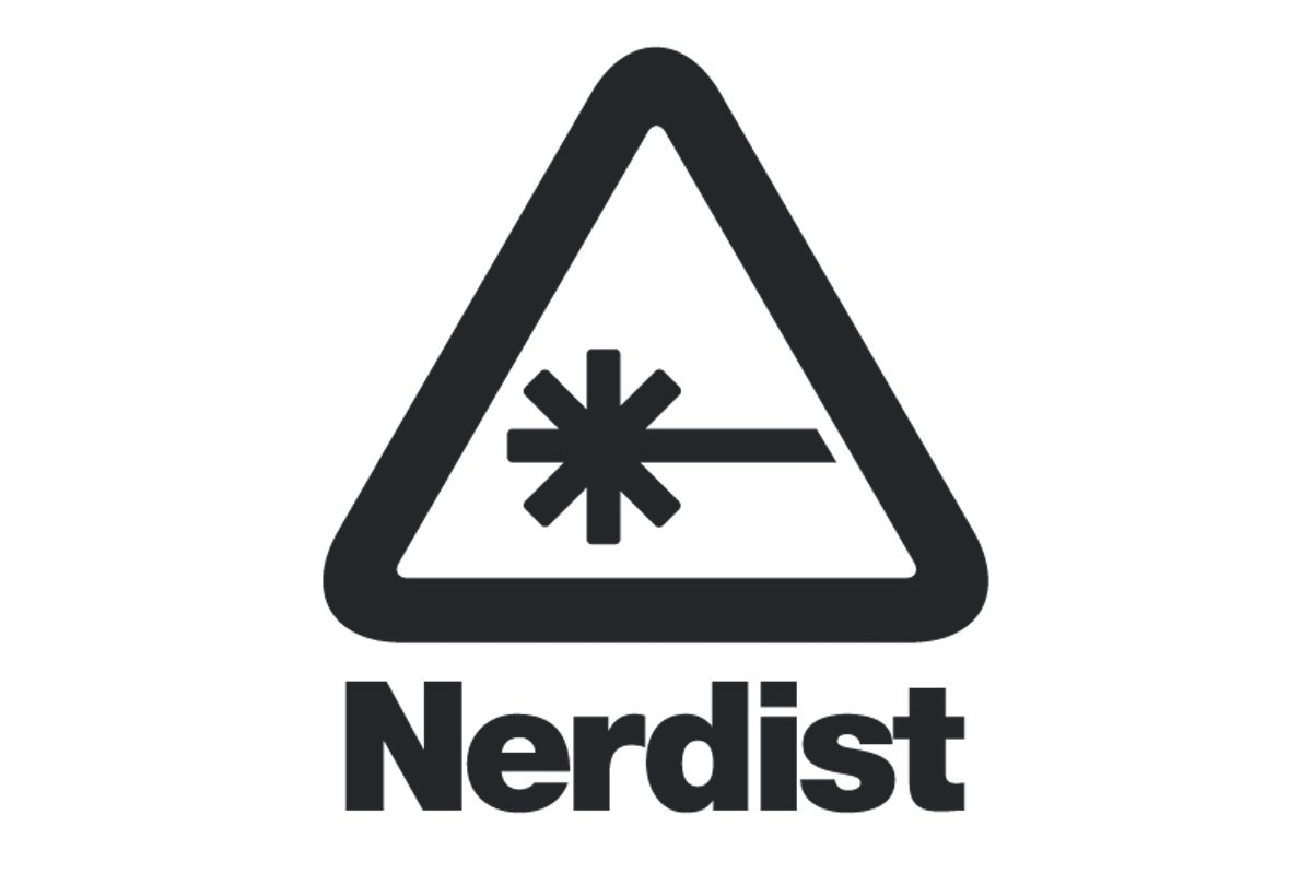 The Nerdist logo and name in black and white