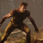 Wolverine in Deadpool & Wolverine wearing brown, tan, and yellow suit.