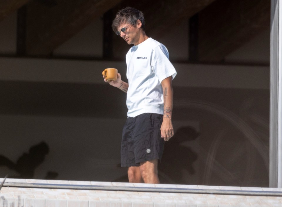 Louis looked downcast as he walked around outside his accomodation