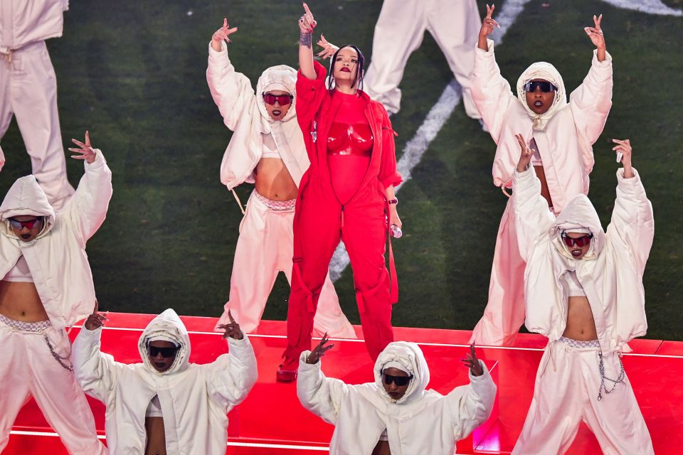 Rihanna performs during the halftime show at last year's Super Bowl