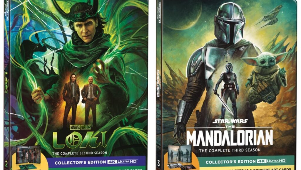 (L) Loki Season 2 Steelbook Blu-ray (R) The Mandalorian Season 3 Steelbook Blu-ray