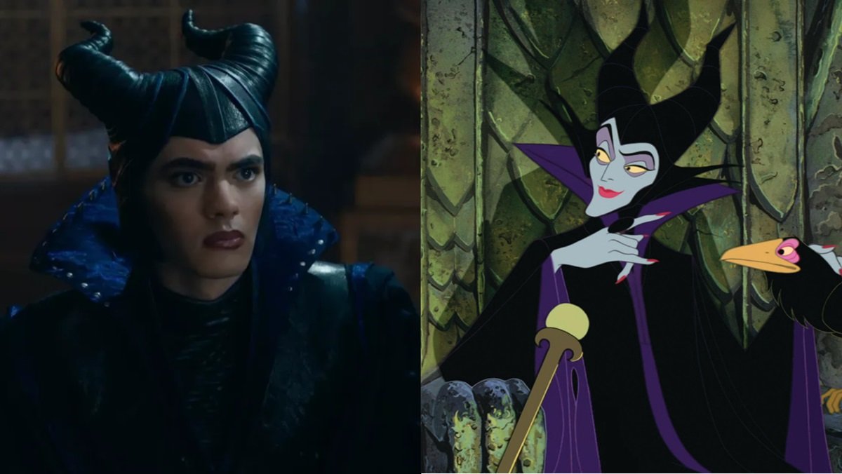 (L) Billy Maximoff as Maleficent (R) Maleficent in Sleeping Beauty