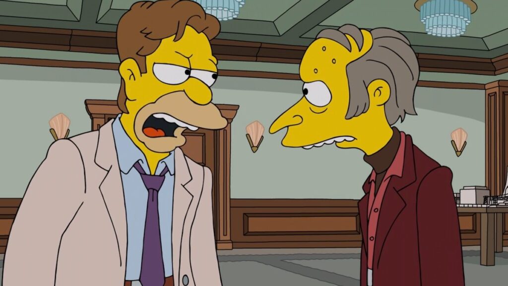 Younger Abe Simpsons with young but still old Mr Burns on the Simpsons