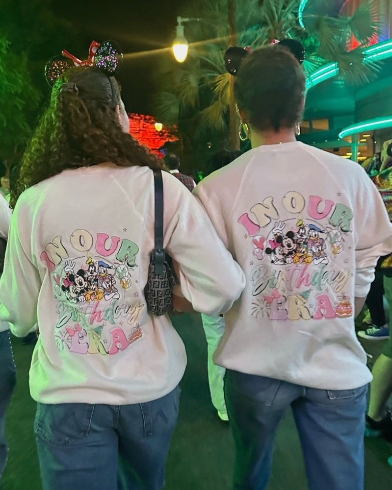 The twins wore matching Disney jumpers