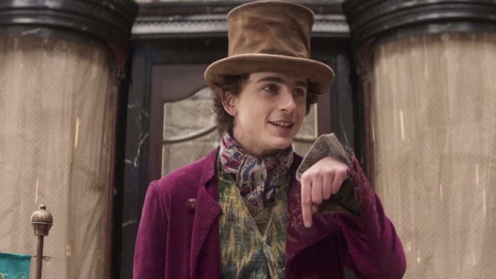 Timothee Chalamet as Willy Wonka.