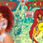 Megan Thee Stallion's Starfire Halloween costime (L) and George Perez's original Starfire from DC Comics (R)