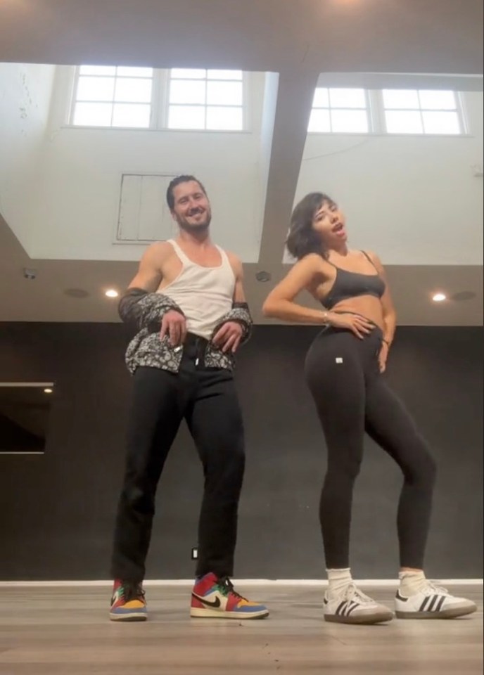 She posted a TikTok from a dance studio with Val Chmerkovskiy