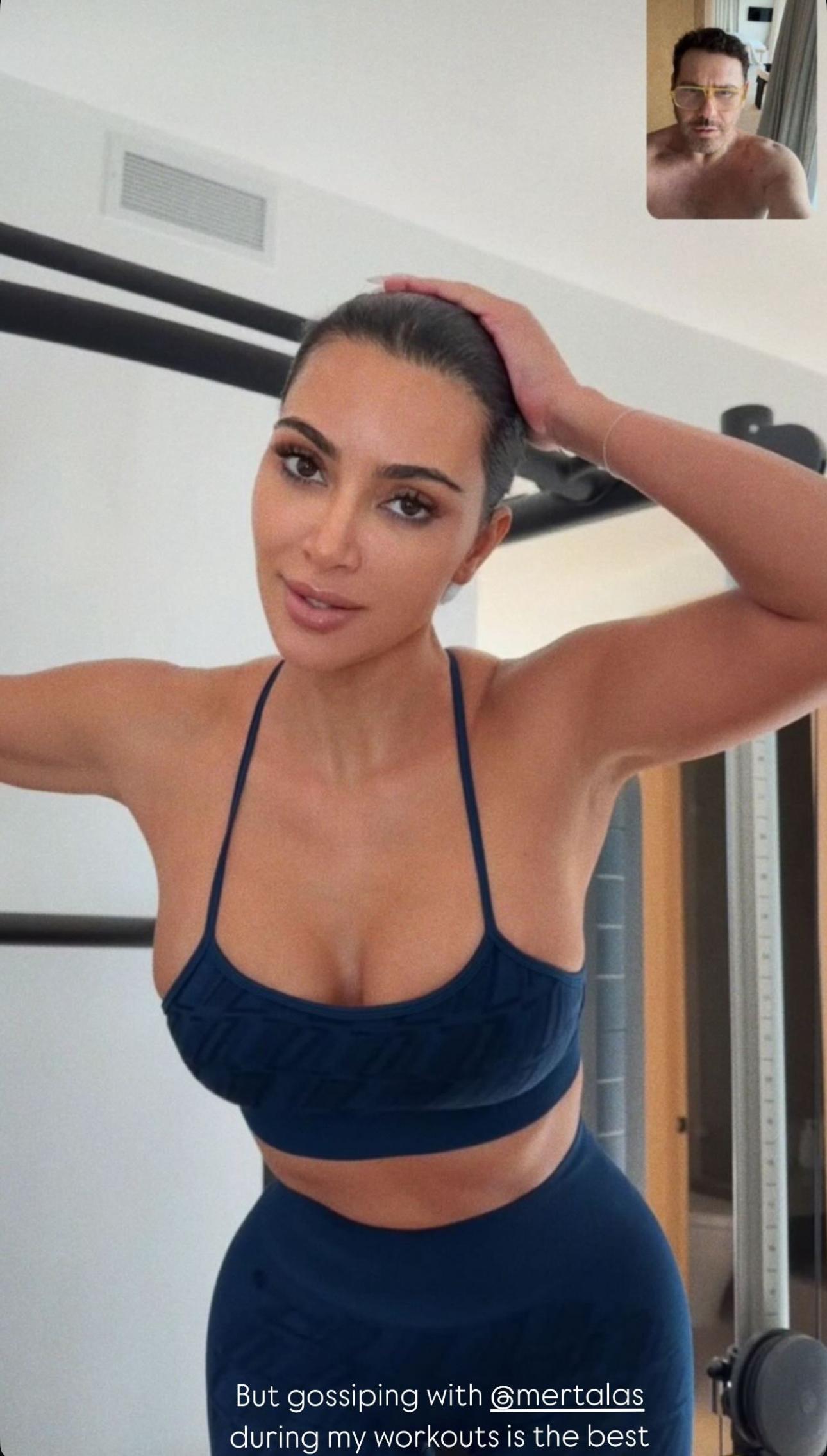 Kim Kardashian strikes a pose for the camera.