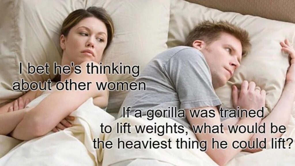 funny meme about weight lifting gorillas