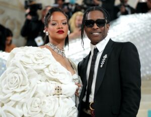 Rihanna and Rocky at the 2023 Met Gala in New York City. In a recent interview, the rapper jokingly revealed the place the pop star "fell in love with me."