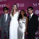 Angelina Jolie and kids, Pax, Zahara and Maddox at the "Maria" premier during New York Film Festival