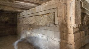 Tomb beneath Palace in the ruins of the Zapotec city of Mitla in Oaxaca Mexico