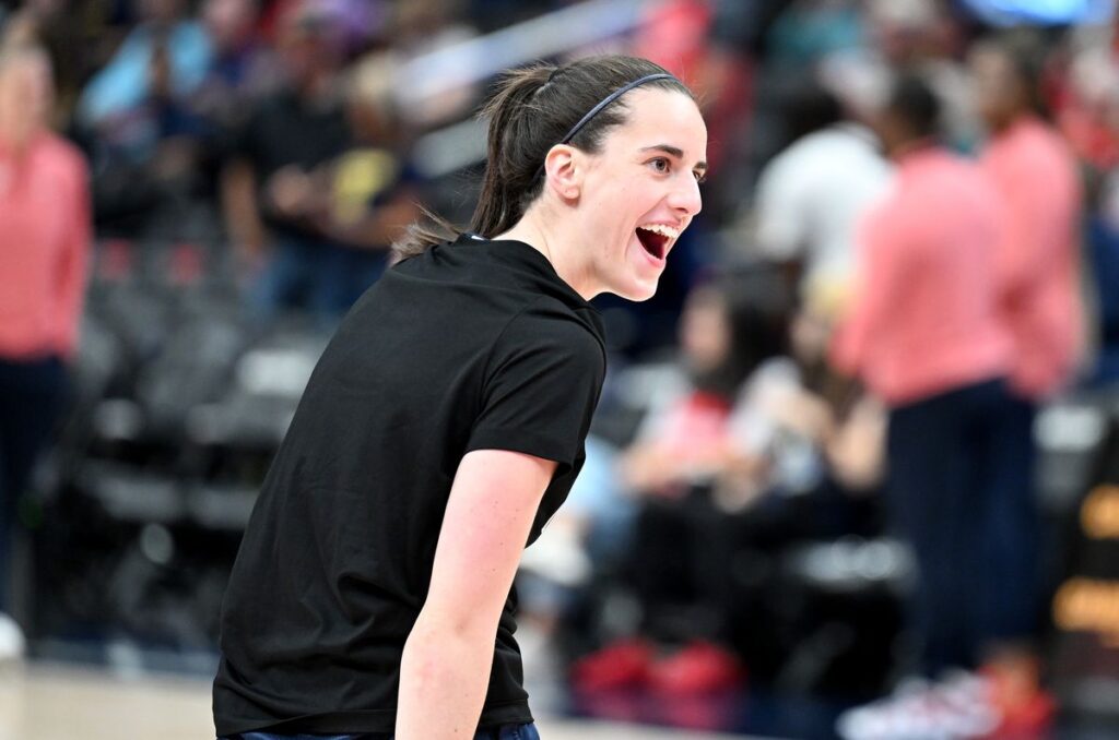 Caitlin Clark #22 of the Indiana Fever warms up before the game against the Washington Mystics at Capital One Arena on September 19, 2024 in Washington, DC.  NOTE TO USER: User expressly acknowledges and agrees that, by downloading and or using this photograph, User is consenting to the terms and conditions of the Getty Images License Agreement. (Photo by Greg Fiume/Getty Images)