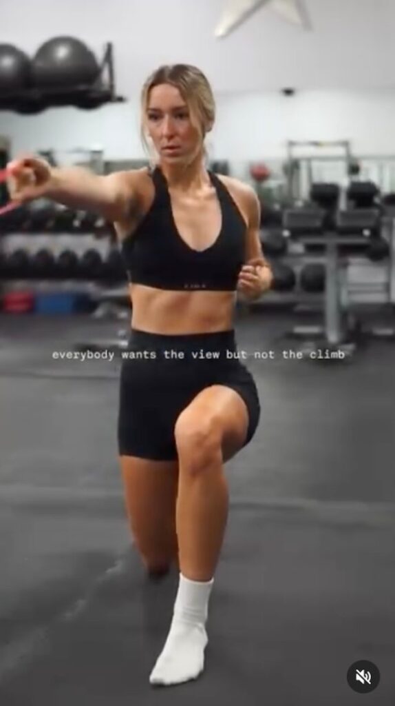 Fitness Influencer Natalie Freeman BSc, CPT, PPSC, in Two-Piece Workout Gear Says "Do the Work"