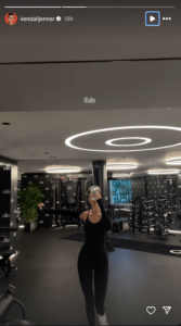 Influencer Kendall Jenner in Two-Piece Workout Gear Just Shared Gym Selfies