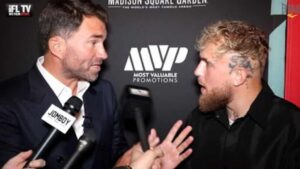 Jake Paul and Eddie Hearn arguing on camera