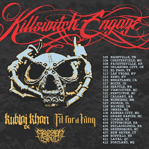 KILLSWITCH ENGAGE Announces Spring 2025 Tour With KUBLAI KHAN TX, FIT FOR A KING, FROZEN SOUL