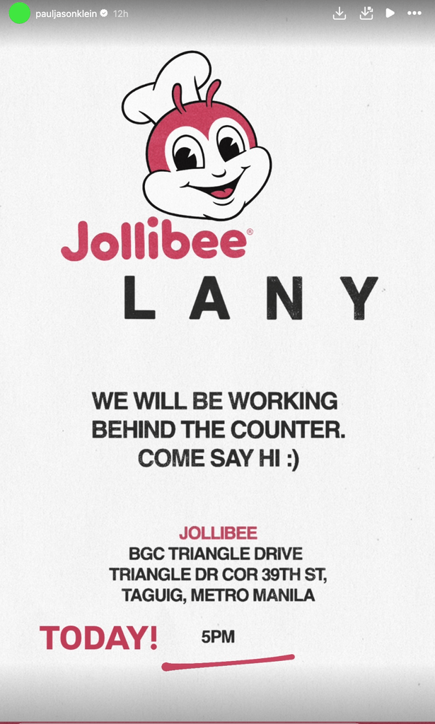 LANY works as crew members at Jollibee