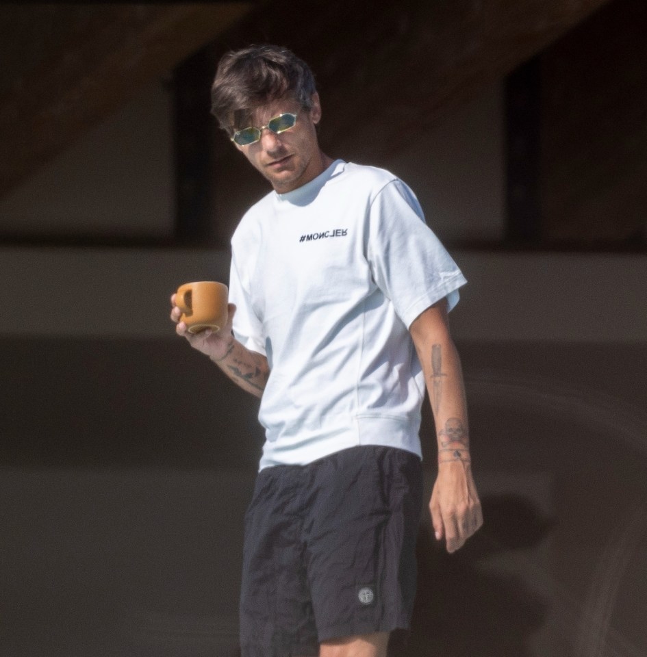 Louis was snapped looking low in Malibu on a family holiday