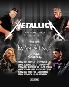 METALLICA Announces Australia And New Zealand Tour With EVANESCENCE And SUICIDAL TENDENCIES