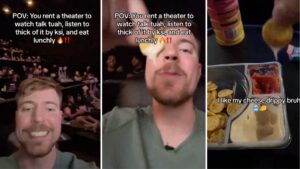 MrBeast rents out entire movie theater to watch Tawk Tuah podcast & eat Lunchly despite backlash