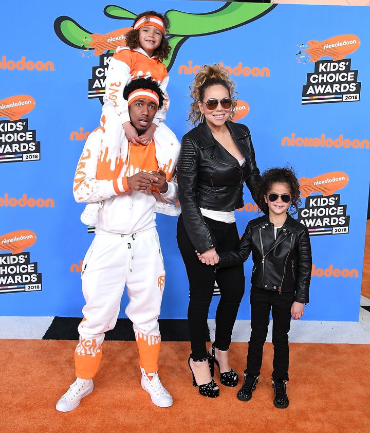 Nick Cannon and Mariah Carey with their twins Moroccan Cannon and Monroe Cannon.