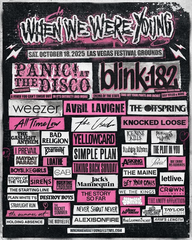 PANIC! AT THE DISCO And BLINK-182 To Headline 2025 Edition Of WHEN WE WERE YOUNG Festival