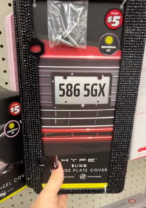 A Hype Bling License Plate Cover at Dollar Tree