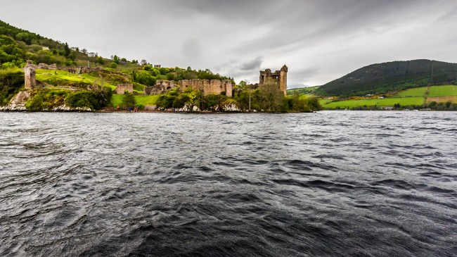 Ruins of Urquhart castle as seen from Loch Ness