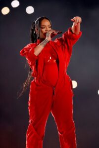 Rihanna performs onstage during the Apple Music Super Bowl LVII Halftime Show at State Farm Stadium on February 12, 2023, in Glendale, Arizona. (Photo by Gregory Shamus/Getty Images)