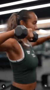 Tennis Player Leylah Fernandez in Two-Piece Workout Gear Visits Beijing