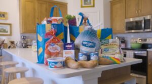 Food items from Walmart on a kitchen counter